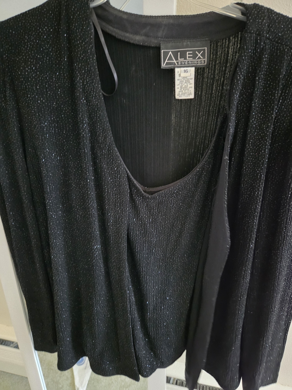 Alex Evenings Black Ribbed Evening Top And Matching Pants